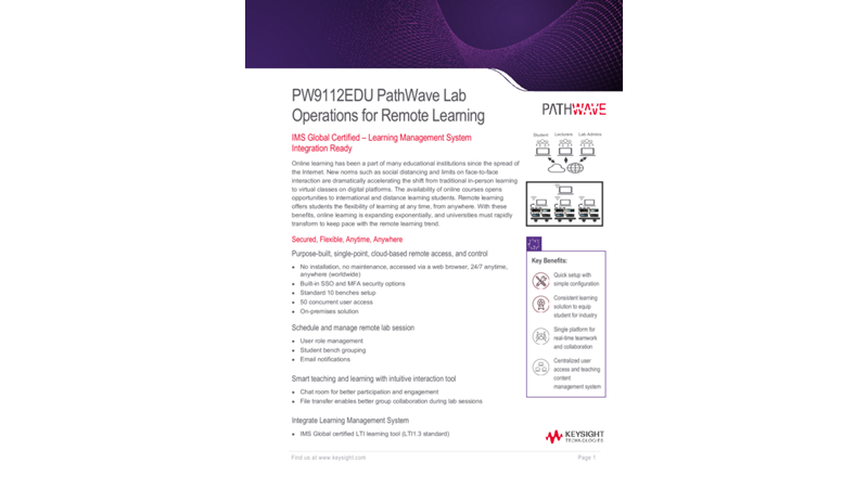 PW9112EDU PathWave Lab Operations for Remote Learning